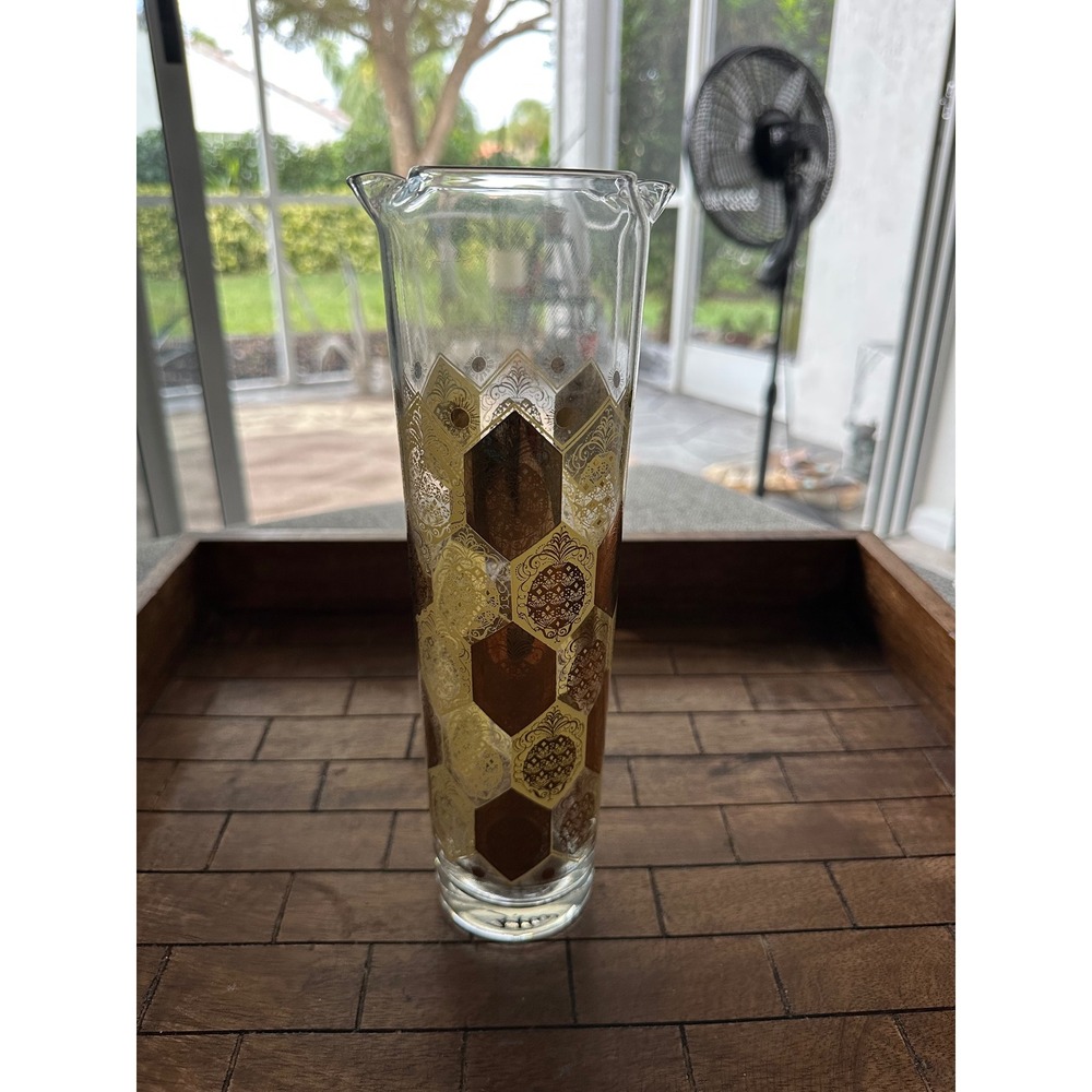 Cera Ned Harris Glass 22k MCM Cocktail Pitcher Vintage Retro EUC‎